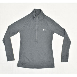 Under Armour Women's 1/4 Zip Pullover Sweatshirt Polyester Gray S Semi Fitted